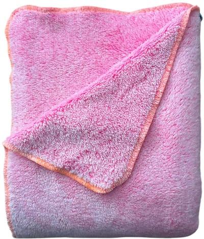 BINK Bedding Wiegdeken - Roze - Fuchsia - wiegdeken - omslagdoek - Summer collection - Deken - 75x100cm - 100% Microfiber - Dubbelzijdige Teddy - Neon Oranje Rand