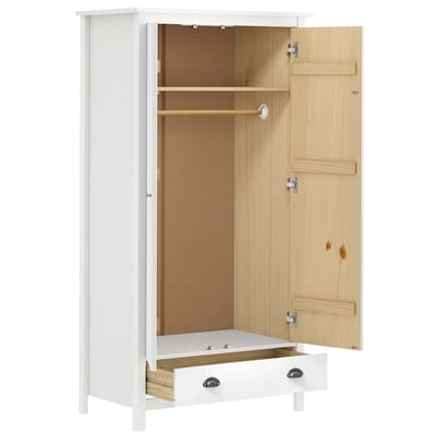 vidaXL - Kledingkast - Hill - 2 - deuren - 89x50x170 - cm - massief - grenenhout - wit