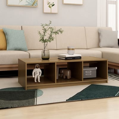 vidaXL - Salontafel - 110x50x34 - cm - massief - grenenhout - honingbruin