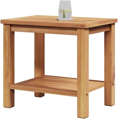 Salontafel Teakhout - Bijzettafel Klein - Woonkamer Decoratie - Gestructureerd Oppervlak - 50 x 35 x 45 cm - Origineel Bruin