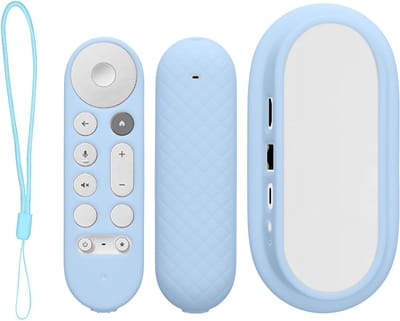kwmobile hoes voor afstandsbediening en streamingapparaat - Beschermcase geschikt voor Google TV Streamer 4K - Van silicone in lichtblauw