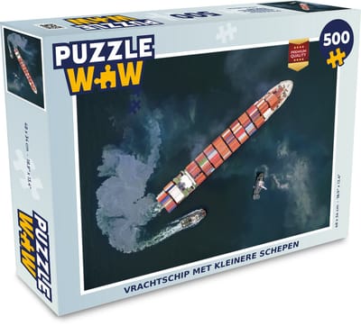 Puzzel Vrachtschip met kleinere schepen - Legpuzzel - Puzzel 500 stukjes