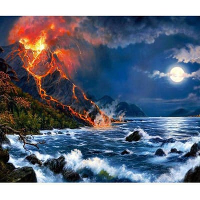 Peinture au diamant au point de croix 5D à faire soi-même Motif d'éruption volcanique Loisirs et artisanat Décoration d'intérieur 20X30CM brown