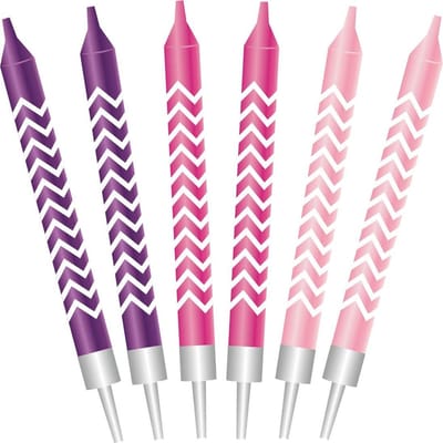 Tib Verjaardagskaarsjes Girls 7,5 Cm Wax Roze/lila 6 Stuks