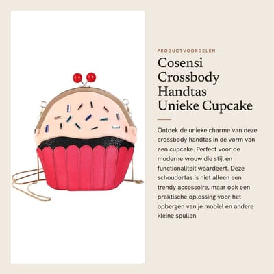Dailygoods- Crossbody Tas - Uniek Cupcake/IJs Vorm - Mobiele Telefoon/Schoudertas - Handtas - Klein - Lichtgewicht