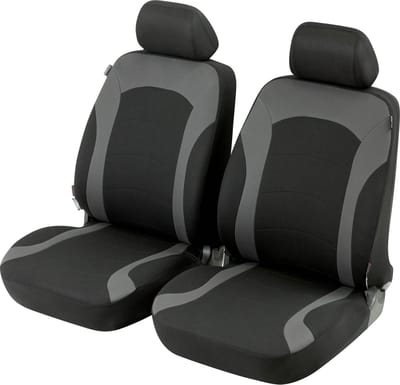 Walser Autostoelhoes Inde met Rits - ZIPP-IT Premium Stoelhoes Auto - 2 Voorstoelhoezen zwart/grijs