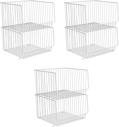 Stapelbare draadmanden - Metalen opbergbakken - Ruimte Organiseren - Set van 6 stuks - 355 x 28 x 21 cm