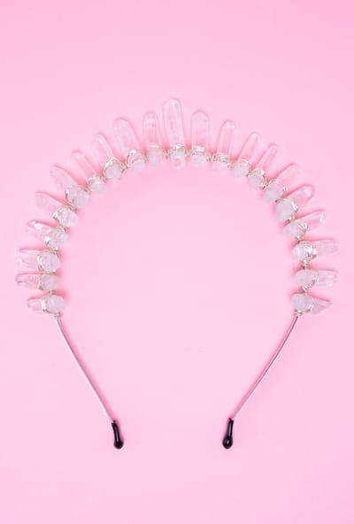 KIMU® Haarband Bergkristal Zilver - Helder Kristal Diadeem Fantasy Elfje - Boho Hippie Tovenares Heks Gothic - LARP Cosplay Hippy Edelstenen - Dames Meisjes Festival