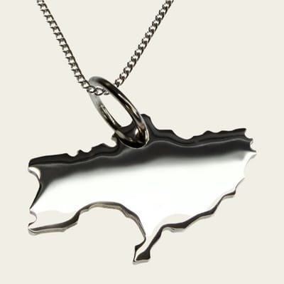 Zilveren Landkaart Oekraïne ketting hanger