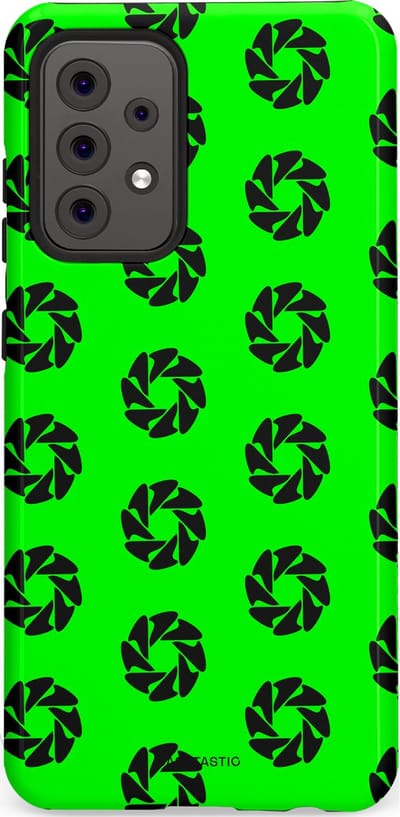 Casetastic hoesje geschikt voor Samsung Galaxy A52 (2021) 5G / Samsung Galaxy A52 (2021) 4G - Dubbellaagse bescherming - Neon Groene Cirkels - Fashion Case - Groen Zwart