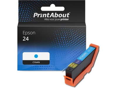 PrintAbout huismerk Inktcartridge 24 (C13T24224012) Cyaan Geschikt voor Epson