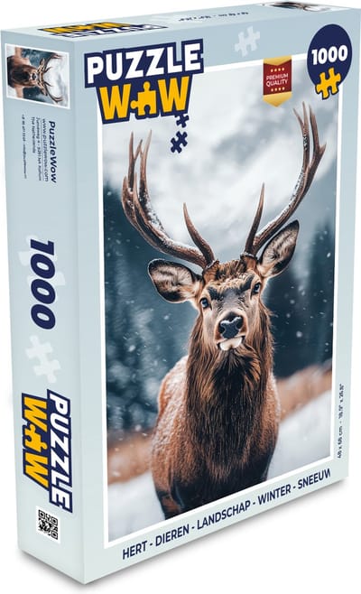 Puzzel Hert - Dieren - Landschap - Winter - Sneeuw - Legpuzzel - Puzzel 1000 stukjes volwassenen