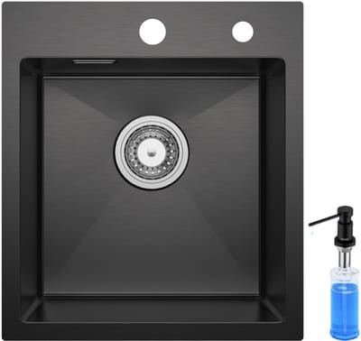 CECIPA max Spoelbak Antraciet 40x45CM - Spoelbak Keuken Met Zeepdispenser 300ML - Spoelbakken met Kraangat - Spoelbakken Keuken - Wasbak Keuken - RVS