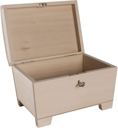 Houten Sieradendoos met Slot en Gebogen Deksel - Onbehandeld Decoratief Cadeau Kistje