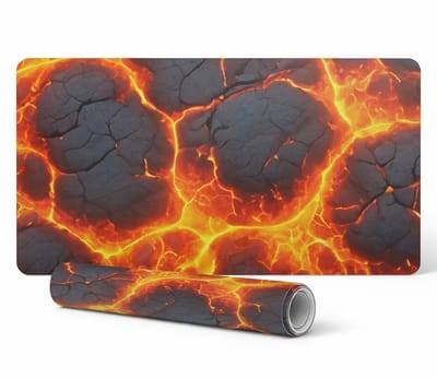 Beschermmat voor gamingtoetsenbord en -muis, lava-patroon met barstjes, 90x45 cm