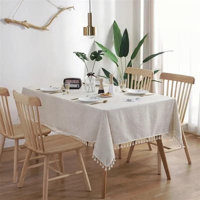 Tafelkleed Katoen Linnen - Decoratieve Bedekking - Eetervaring Verbeteren - Onderhoudsvriendelijk Wasbaar - 150x260cm - Beige