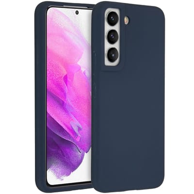 Accezz Hoesje - Geschikt voor Samsung Galaxy S22 - Liquid Silicone Backcover - Donkerblauw