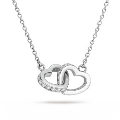 Despora - Ketting - Hartjes ketting - Hartjes ketting voor liefde - Hartje - Koppelketting - Ketting dames - Ketting Dames Zilver - Valentijn- Liefdes Cadeau - Zilver 925 (2 hartjes)