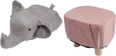 Dieren Voetenbank - Krukje Kinderen - Zitten en Schoenen Wisselen - Antislip Geruisloze Stickers