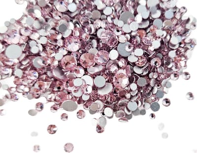 BamBella® - Mix Grootte SS6 tot SS16 - Licht roze - Plak strass Steentjes - 1440 stuks - strass stenen glitters nail art kleding versieren
