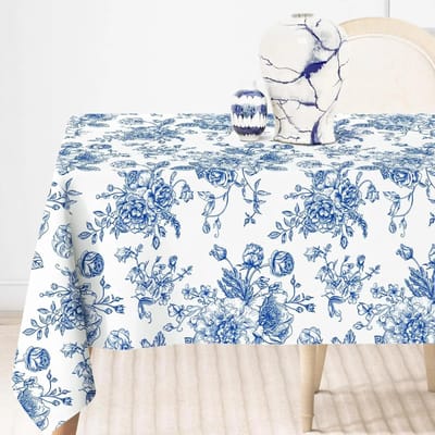 Blauw en Wit Porselein Bloemen Waterdicht Tafelkleed Feestdecoratie Herbruikbaar Rechthoekig Tafelkleed Bruiloftsdecoraties 100x145cm