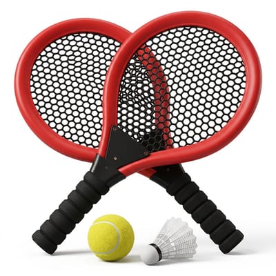 Cheqo® Tennisset - Kindertennisset - Tennis Set Kinderen - Tennis Racketset - Tennis Speelgoed - Tennis en Badminton Set - Tennis Badminton Set Kinderen - Tennis Set met Bal - Tennisset met Shuttle - Tennisset 4 Delig