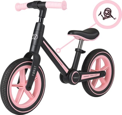 Først Loopfiets 2 Jaar - Balance Bike - Loop Fiets - Speelgoed Vanaf 2 Jaar - Jongens & Meisjes - Opvouwbaar - Roze
