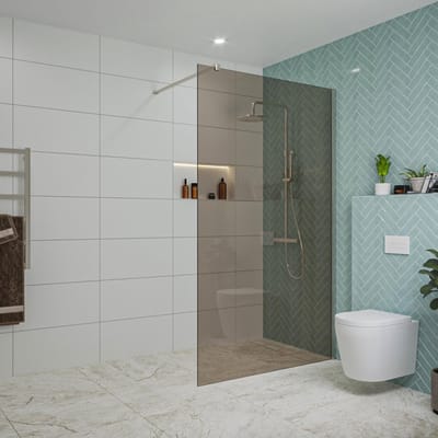 FugaFlow Eccelente Vetro inloopdouche badkamer - 120x200cm - rookglas - wandarm - geborsteld RVS