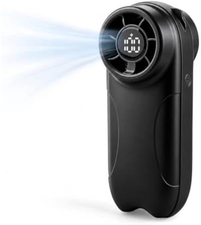 Deze handventilator heeft een 4000mAh-batterij en biedt 1 tot 100 snelheidsstanden. Het is een compacte miniventilator met een digitaal display, geschikt voor plaatsing op een bureau.