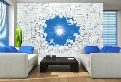 Blue Sky Brick Photo Wallcovering