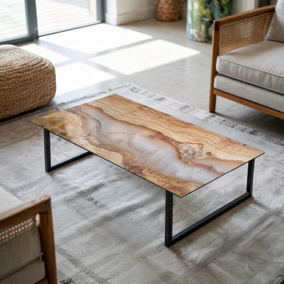 Coloray Tafelblad - Tafelblad Glas - 100x50 cm - Beige - Rechthoek Glazen Tafelblad - Tafelblad Van Glas - Tafelblad Vierkant - Salontafel Blad - Gehard Glas Tafelblad woonkamerdecoratie