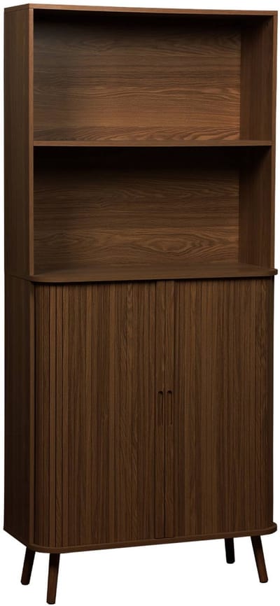 sweeek - Scandinavische boekenkast gegroefd houteffect 2 schuifdeuren en plank 80cm - legacy
