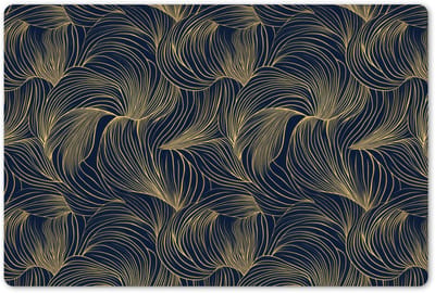 Placemats 45x30 cm - Placemat kunststof - 1 stuk - Abstract - Lijnen - Blauw - Goud - Borden onderleggers - Decoratie voor op tafel - Keuken tafeldecoratie accessoires - Vinyl onderlegger - Tafelversiering