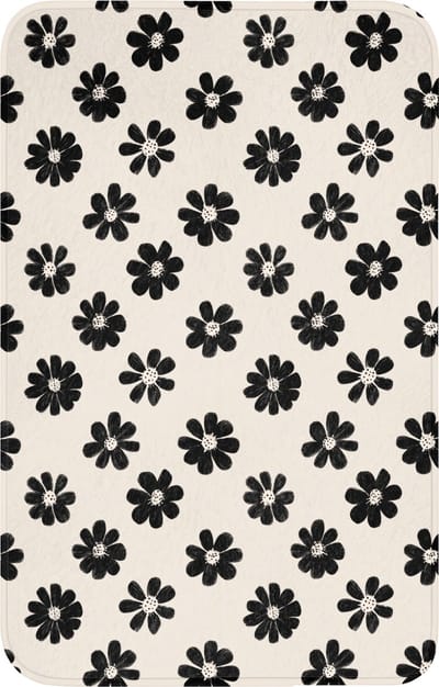 WC mat 50x80 cm - Antislip - Grafisch - Madeliefjes - Zwart - Beige - Toiletmat - Vloermat - Douchemat - Toilet tapijt - Toiletmatten