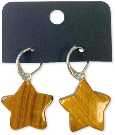 Tijgeroog ster oorbellen - fashion jewelry