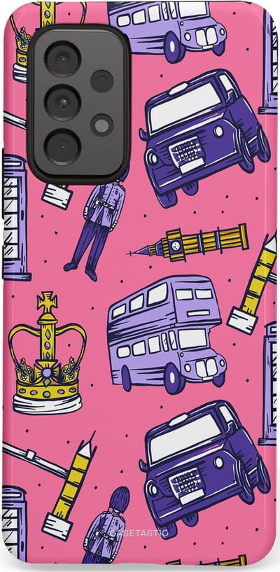 Casetastic Hoesje Geschikt voor Samsung A53 - Stijlvolle Beschermende Duo-layer Case - Brits London Roze Avontuur - Londen
