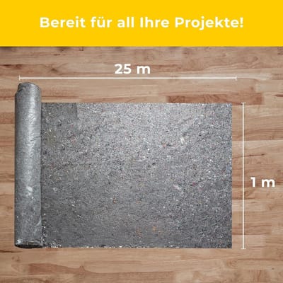 Contractor ProtectFloor Schildersvlies 50 m, Type 200, 180 g/m², absorberend vlies, beschermend vlies, antislip schildersvlies voor renovaties, verhuizingen en doe-het-zelfprojecten, katoenen vlies 1x50m rol