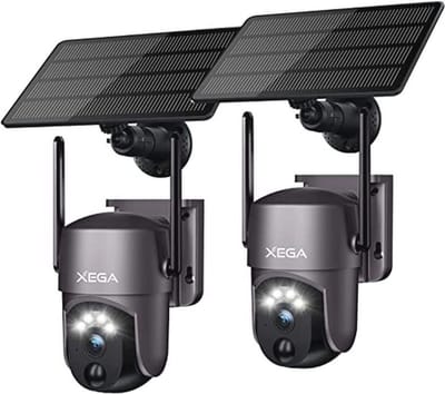 2-Pack Smart Solar Beveiligingscamera Buiten met 2K HD Kleur Nachtzicht