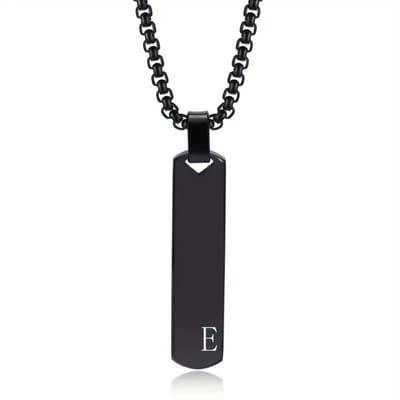 Bovista Ketting - Heren - Staal - Nep zilver - Met Hanger - Zwart - E