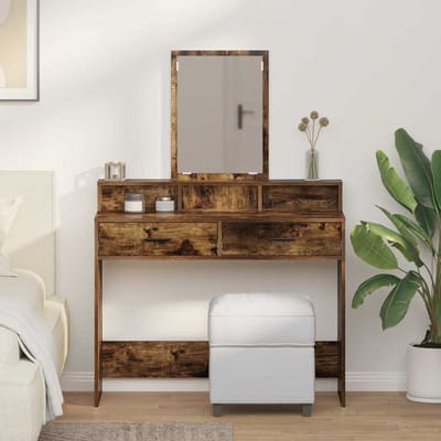 vidaXL - Kaptafel - Rook - Eiken - 100 - x - 41 - x - 140 - cm - Bewerkt - hout