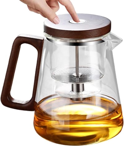 Theepot Glas - Waterkoker Theezeef - Thee Zetten - Hittebestendig Handvat - 800 ml - Transparant