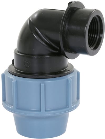 Unidelta Knie 90° PP 40 mm x 3/4" knel x binnendraad 16bar zwart/blauw DVGW/KIWA/WRAS