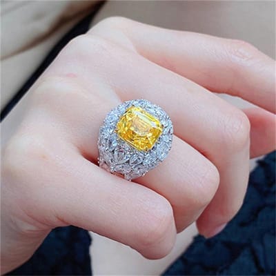 POMOiii Eenvoudige Vierkante Gele Vorm Opening Temperament Ring Voor Vrouwen Bruiloft Feest Fijne Sieraden Nieuw Trendy Adjustable Opening
