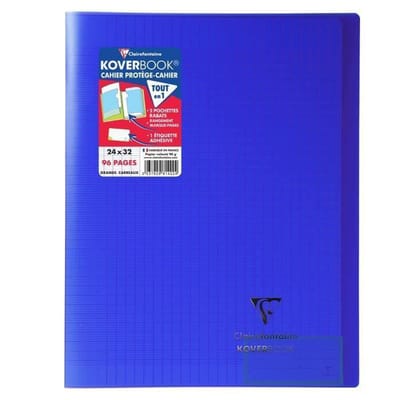 CLAIREFONTAINE Koverbook Notitieboek 96 pagina's met flappen - 240 x 320 mm - Seyes-papier PEFC 90 g - Marineblauw