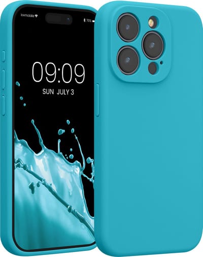 kwmobile telefoonhoesje geschikt voor Apple iPhone 15 Pro - TPU backcover met siliconen coating - Smartphone case in ijsblauw