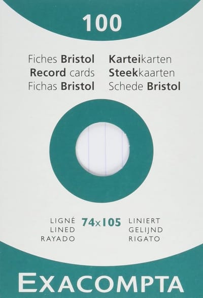 Set van 100 Gelijnde Indexkaarten A7 in Kartonnen Doos - Ideaal voor School en Studie