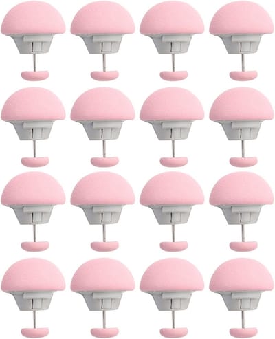 Daity Dekbedclipset (16-delig) - dekbedclips - dekbedknopen - dekbedbevestigingsclips - dekbedovertrekclips - ronde bevestigingsclips in de vorm van een paddenstoel (met knopen) - dekbedbevestigingsclips voor de slaapkamer - antislip (roze)