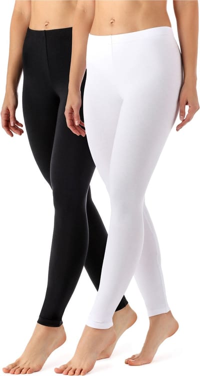 Merry Style MS-MS10-143-LE-2Pack Dames Leggings - Sport - Vrijetijdsbroek 2 Pak - Lang - Viscose - Sporbroek - Yogabroek - Zwart/Wit - S