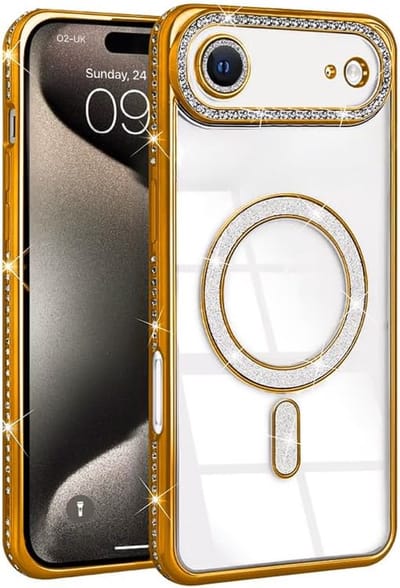Diamant Telefoonhoesje Geschikt voor Magsafe met Camera Bescherming voor iPhone 17 Air - FuturiQ - Goud
