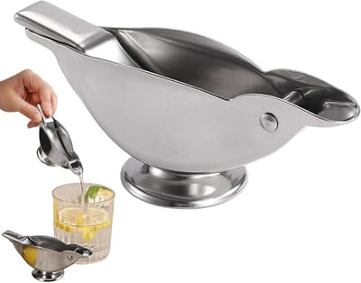 Citruspers - Vogel Juicer - Sap Extraheren - Ergonomische Grip - 3x5x3 cm - Zilver